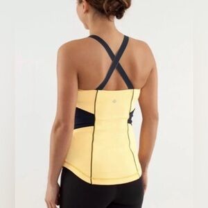 LULULEMON WORK IT OUT TANK TOP BURNING YELLOW INKWELL YOGA PILATES RUNNING EUC 6